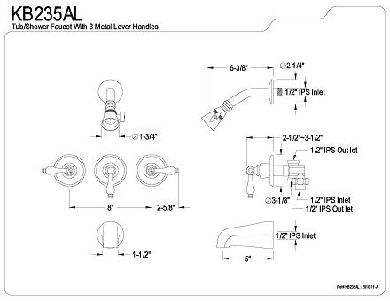   Handle Combination Bathroom Tub & Shower Diverter Faucet  